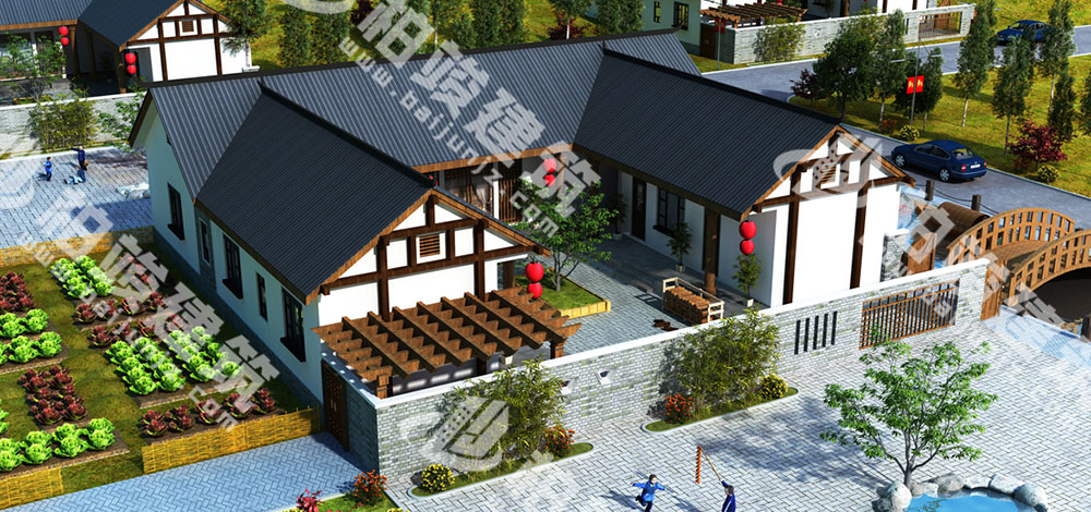 農(nóng)村自建三合院設(shè)計(jì)圖，大尺度中式庭院，造價(jià)僅20萬