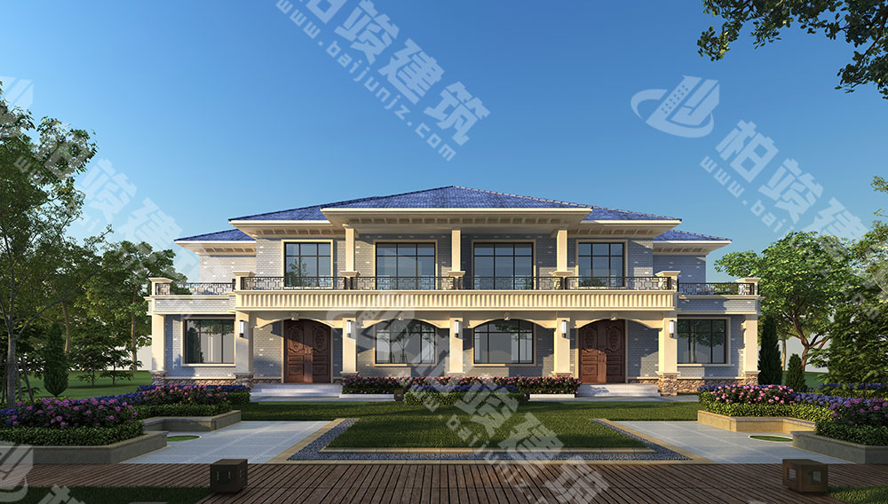 農(nóng)村自建二層雙拼別墅，磚混結(jié)構(gòu)，簡歐風(fēng)格，戶型通透，布局合理