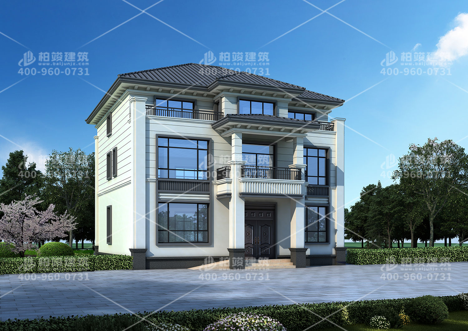 雙拼自建房設(shè)計(jì)圖，帶小車(chē)庫(kù)方便停車(chē)。