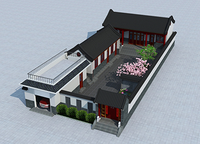 一層自建房設(shè)計(jì)圖，中式合院