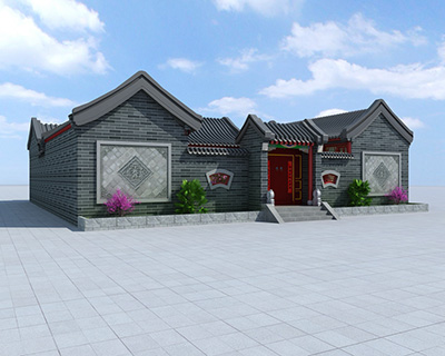 農(nóng)村中式四合院，帶堂屋。