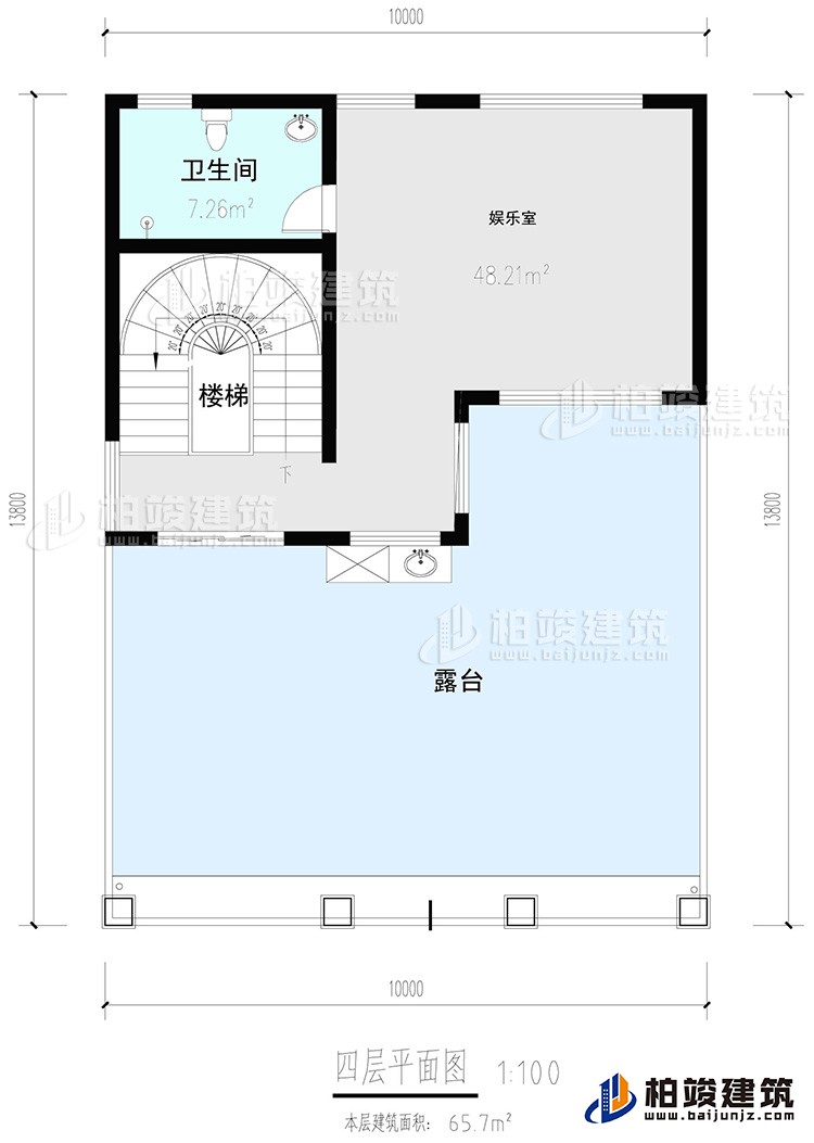 四層:娛樂室，公衛(wèi)，樓梯，露臺