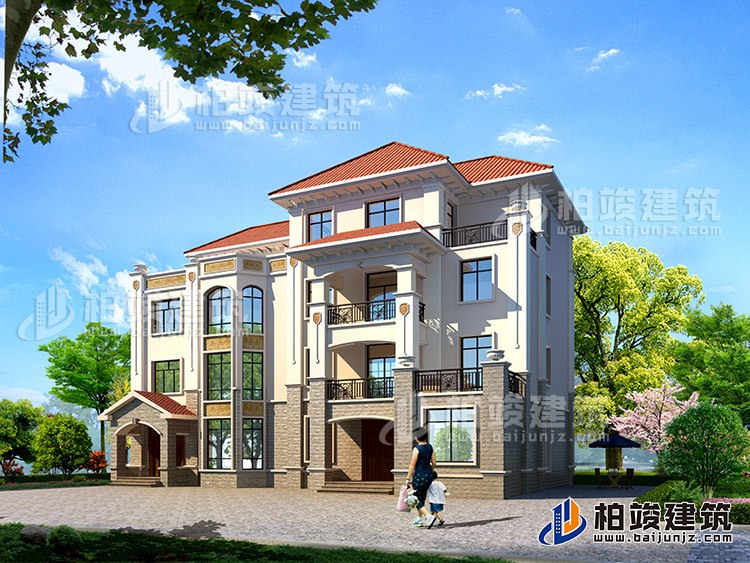 四層別墅歐式風(fēng)格施工效果圖紙全套 造價(jià)60萬BZ403-簡歐風(fēng)格