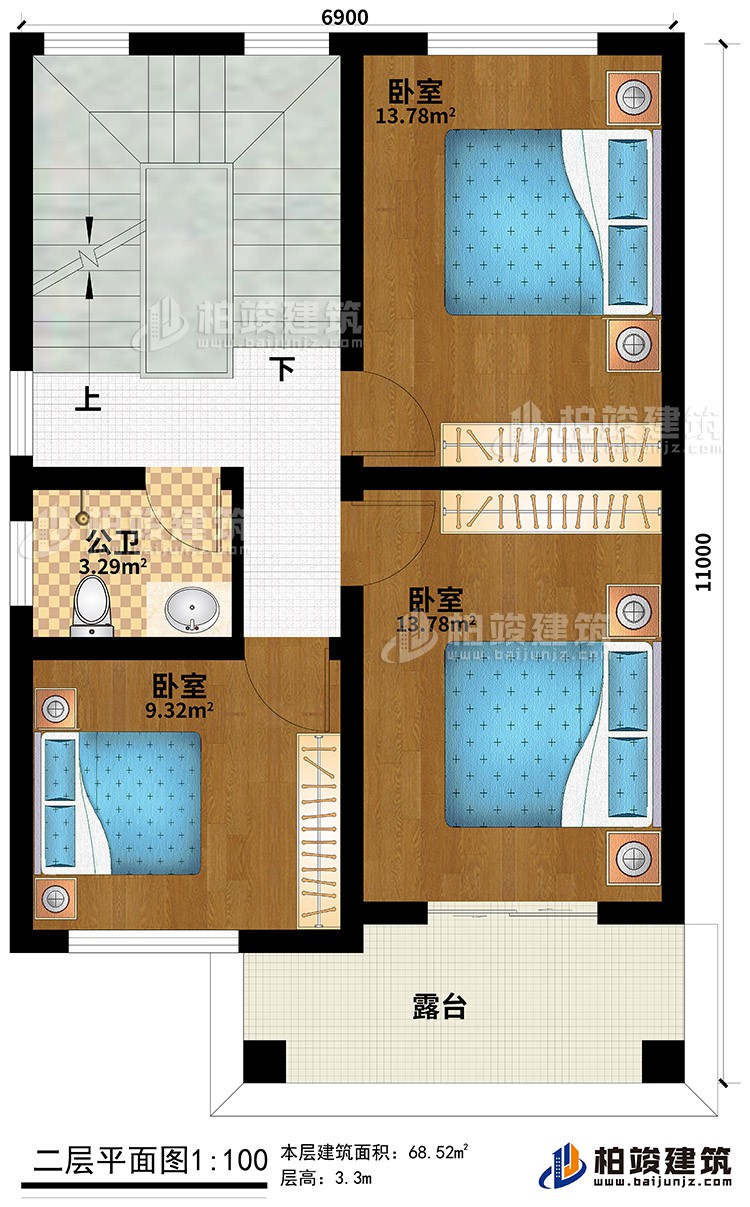 歐式三層樓房設(shè)計圖，三層新農(nóng)村樓房圖紙BZ353-簡歐風格