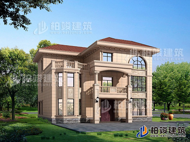 農(nóng)村三層樓房設(shè)計(jì)圖及效果圖，復(fù)式框架結(jié)構(gòu)BZ378-簡(jiǎn)歐風(fēng)格