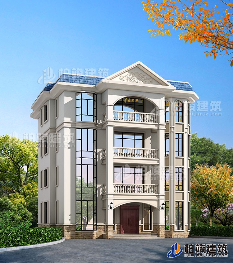四層豪華歐式別墅自建樓房設(shè)計(jì)圖紙，帶效果圖和全套施工圖BZ407-簡(jiǎn)歐風(fēng)格