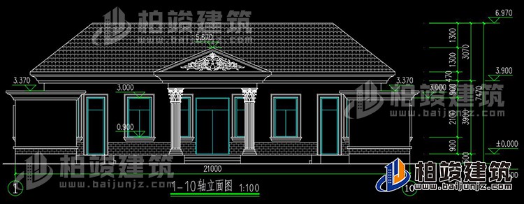 農(nóng)村蓋房設(shè)計大全一層房子的設(shè)計圖紙，帶漂亮的小院子BZ116-簡歐風(fēng)格
