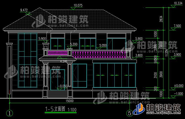 農村25萬別墅款式二層自建房設計圖，外觀簡約大氣BZ2513-簡歐風格