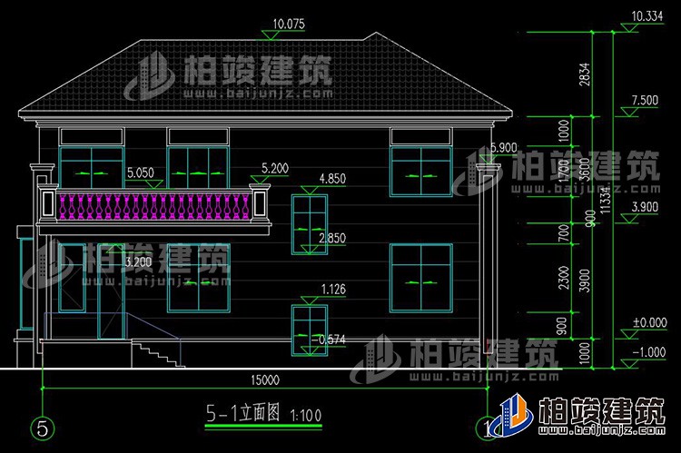 農村25萬別墅款式二層自建房設計圖，外觀簡約大氣BZ2513-簡歐風格