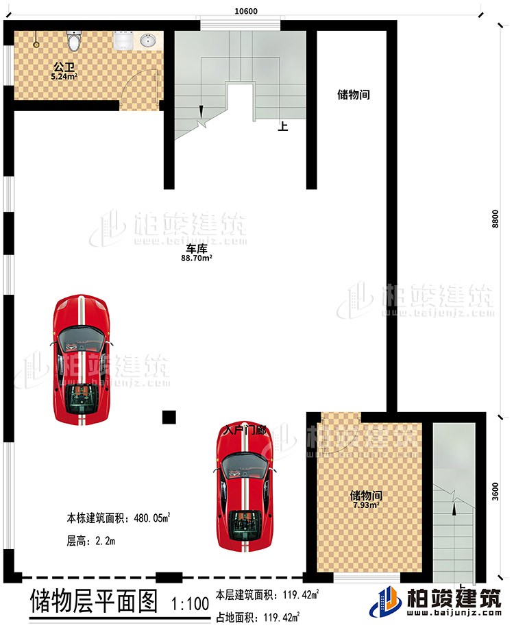 地下室：2儲物間、公衛(wèi)、車庫