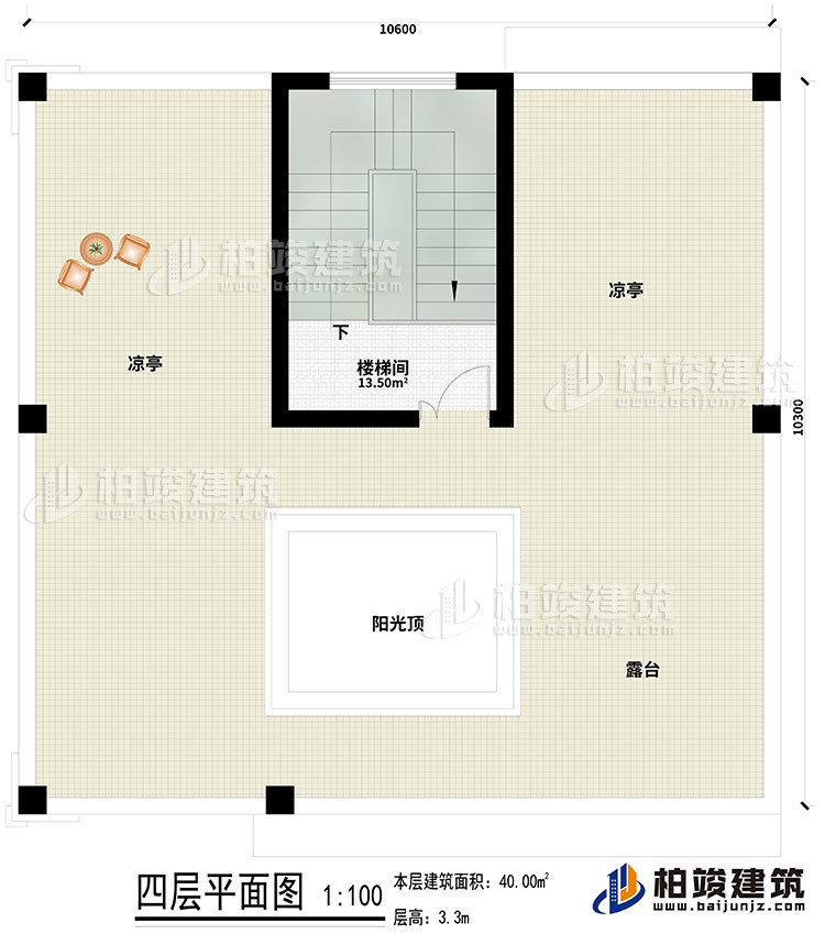 四層：樓梯間、2涼亭、露臺、陽光頂