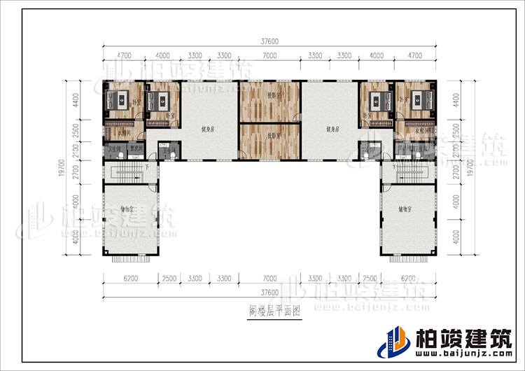 閣樓：2健身房、2攝影室、4臥室、2衣帽間、儲(chǔ)物室